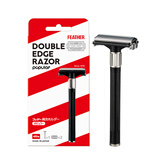 羽毛fether日本进口刮胡刀复古男士剃刀蝴蝶式双刃老式手动剃须刀 新包装【1刀架+2刀片】