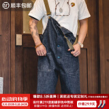 马登工装美式复古情侣甲板背带裤水洗丹宁直筒阔腿牛仔裤休闲长裤男潮 牛仔蓝 L