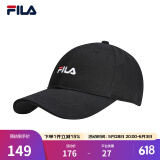 FILA 斐乐官方棒球帽情侣款男士女士帽子时尚休闲鸭舌帽子遮阳帽 正黑色-BK XS