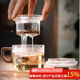 全度高硼硅耐高温办公杯烟灰色经典简约带过滤茶水分离玻璃杯迷你 悠然杯透明色款1个250ml
