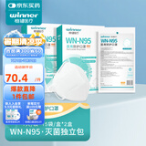 稳健N95口罩无菌级成人n95防护口罩折叠式头戴3d立体防护用品一次性 N95白色高透款M码30袋共2盒 头戴式