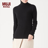 无印良品 MUJI 女式  罗纹高领毛衣 W9AA870 长袖针织衫 黑色 S