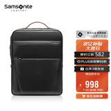 新秀丽（Samsonite）男士双肩包14英寸大容量商务背包牛皮电脑包TM0*09001