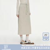范思蓝恩半拉领廓形落肩加绒加厚重磅卫衣女冬季2024新款14491 燕麦灰半身裙 XL