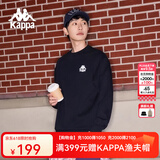 卡帕（Kappa）套头衫情侣男女宽松运动卫衣休闲圆领外套休闲上衣长袖K0CZ2WT93V 黑色-990 2XL