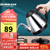 格来德 （Grelide）烧水壶泡茶304不锈钢电热水壶小型电水壶家用热水壶煲水壶自动断电快速煮水壶开水壶【泡茶推荐】 0.8L 304不锈钢-1000W-826B款