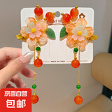 汉服头饰女儿童流苏古风发饰超仙中国风花朵珍珠发夹公主女 柿柿如意-1对