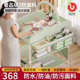 优乐博（ULOP）尿布台婴儿护理台多功能操作台新生儿按摩抚触台宝宝换尿布台 婴儿用品可折叠尿布台-豪华款绿 三防面料+玩具棒+水盆+万向轮
