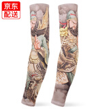 北虞印花冰丝袖套 防晒袖套户外骑行花臂纹身刺青男女手臂套钓鱼护袖 金身关羽（均码）