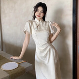 南木熊夏季女装2026年新款长裙国风少女新中式气质穿搭汉服旗袍连衣裙子 新中式旗袍M【95-105斤】