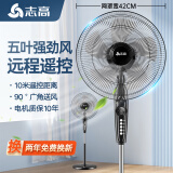 志高（CHIGO）电风扇落地扇家用台式夏天小宿舍遥控立式摇头工业大风力电扇 16英寸遥控五叶7.5H定时1.7米线