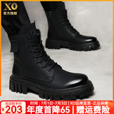 XO马丁靴男牛皮2025新款靴子男士高帮男靴厚底鞋子男工装靴皮鞋男鞋 黑色【镇店款-颜值实力派】A3901 41