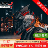 HNJ摩托车头盔男女全盔新3C国标认证四季通用越野机车A1夏季头盔 黑红脉冲（白片)+黑镜片+黑角 均码