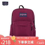 JANSPORT杰斯伯双肩包男旅行背书包电脑包女休闲学生校园情侣 4QUT04S深紫酒红-带侧边袋