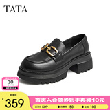 他她（TATA）高跟乐福鞋女厚底小皮鞋英伦风单鞋春GOK02AA4 黑色 37