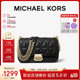 MICHAEL KORS礼物轻奢MK女包SLOAN皮质链条单肩斜挎包小号黑色/金色