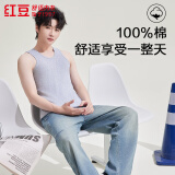 红豆纯棉背心男士无袖圆领亲肤透气运动健身修身打底汗衫男
