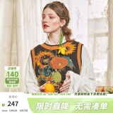 两三事梵高系列 静美如秋叶 秋季新款森女风后背绑带花色无袖毛衣背心女 向日葵 S