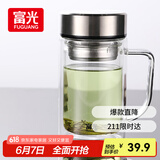 富光双层玻璃杯支持团购定制泡茶杯办公杯带把 大容量男女水杯子580ML