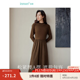 茵曼（INMAN）灯芯绒连衣裙春秋女装新品长袖休闲针织礼服中长裙子 咖啡色 S