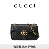 GUCCI古驰GG Marmont系列中号肩背包 黑色 均码