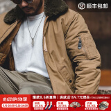 马登工装 美式复古B15飞行员夹克加厚翻毛领外套保暖棉服男春季 卡其色 L