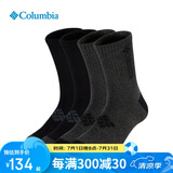 Columbia哥伦比亚袜子男女25春夏款运动袜透气休闲袜4双装 RCS632 AS3 M