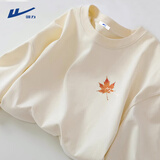 回力（Warrior）运动长袖男秋冬潮流复古纯棉t恤男士重磅宽松大码体恤 浅米 L