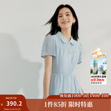 茵曼（INMAN）【苎麻】法式娃娃领连衣裙女装2025夏季新品泡泡袖裙子 浅蓝色 L