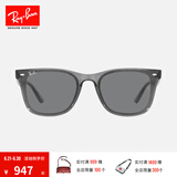 雷朋（RayBan）太阳镜方形眼镜大框时尚潮流男女款防晒墨镜0RB4391D礼物 645087透明灰镜框深灰色镜片 尺寸65