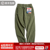 马登工装 美式复古垂坠感灯芯绒休闲长裤叠穿直筒显瘦工装裤子男 松绿色 S 100-120斤
