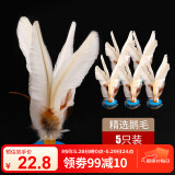 紫湖毽子鹅毛羽毛彩色比赛毽球牛筋底花键儿童毽子白色 5只装