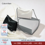 Calvin Klein休闲通勤单肩包礼物链条包包金属字母CK女包小方包枕头包DH3570 001-太空黑 OS