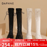 达芙妮（DAPHNE）官方靴子女长筒靴女骑士靴2024年厚底显瘦马丁靴女秋冬款高筒女靴 黑色【常规单里款】 37