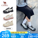 骆驼（CAMEL）丑萌登山鞋女时尚撞色户外休闲鞋 L24S076620 米/银/黑 37