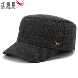 红蜻蜓（RED DRAGONFLY）中老年帽子男冬季爸爸加绒护耳鸭舌帽老人防风保暖爷爷老头平顶帽
