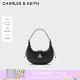 CHARLES&KEITH三角扣新月包腋下包单肩包包女包女友生日礼物CK2-50271205 Noir黑色 S