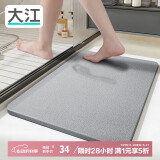 大江硬硅藻泥吸水地垫卫生间门口厕所地垫浴室脚垫39x60cm 简约灰