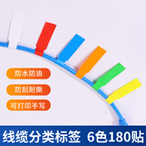 Touch Fish 线缆标签贴P型网线电线分类贴纸机房布线防水防撕不干胶彩色标签a4可打印可手写 6色180贴