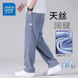 真维斯（Jeanswest）天丝抗皱休闲裤男春夏季薄款新款宽松直筒男裤百搭阔腿长裤子男士 蓝色 L