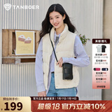 坦博尔羽绒服马甲女立领宽松外搭短款羽绒背心外套TD236006 小香白 175