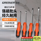 绿林螺丝刀家用套装强磁十字一字4件3*75mm、6*100mm起子电脑装机工具