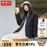 坦博尔羽绒服女短款翻领韩版宽松女士灯芯绒外套TD236266 黑色 160 