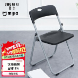 帅力折叠椅子 塑料便携休闲靠背餐椅 展会办公培训会议椅凳黑SL8347