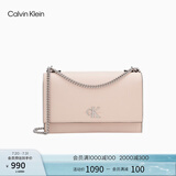 Calvin Klein小众单肩包礼物荔枝纹包包金属搭扣链条翻盖CK女包斜挎包DH2806 625-淡桃红 OS