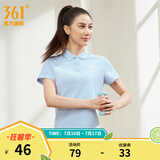 361度运动翻领t恤2025年春夏季新款休闲透气短袖情侣POLO衫 【女款】凝雾蓝 XL