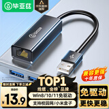 毕亚兹 USB转网口RJ45网线转换器 百兆有线网卡网线转接头苹果Mac华为笔记本电脑小米外接外置坞免驱动