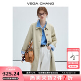 VEGA CHANG风衣女款2025新款春秋英伦风中长款宽松外套 卡其色 M