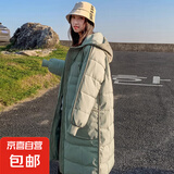 新款冬季棉服中长款羽绒棉衣女小个子韩系过膝棉袄连帽外套 绿色 M