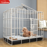 憨憨宠 狗笼猫笼 狗笼子小型犬带厕所幼犬折叠便携猫笼子宠物笼具兔笼 白色 侧出盘狗丝笼 60*42*50cm